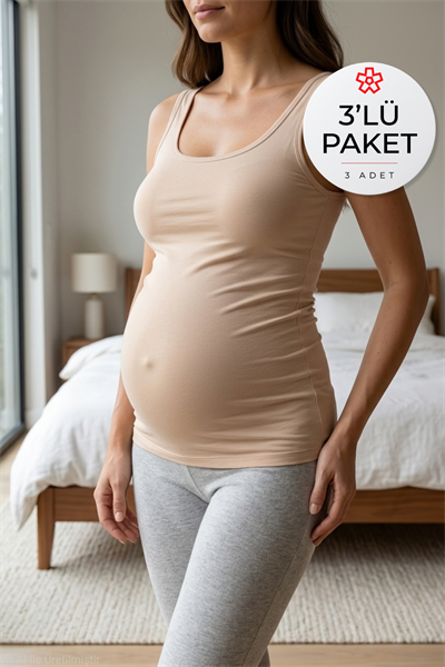 Modal Askılı Hamile Atlet Ten 3lü Paket