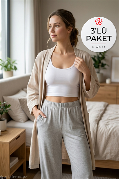 Modal Askılı Kadın Yarım Atlet Beyaz 3lü Paket