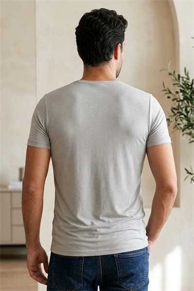 Modal Bisiklet Yaka Erkek T-Shirt Gri