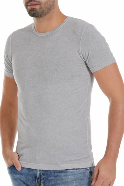 Modal Bisiklet Yaka Erkek T-Shirt Gri