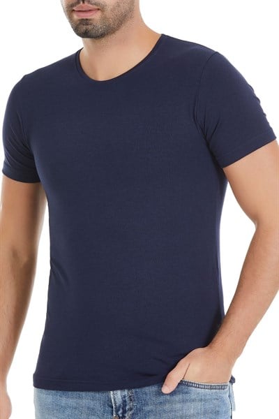 Modal Bisiklet Yaka Erkek T-Shirt Lacivert