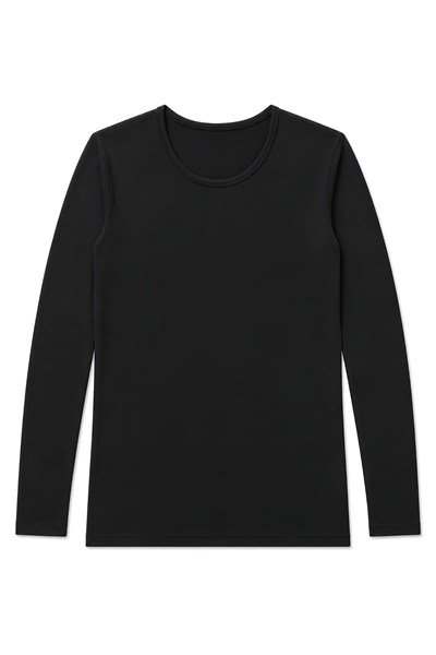 Modal Bisiklet Yaka Uzun Kol Erkek T-Shirt Siyah
