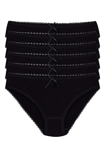 Modal Dantelli Bikini Kadın Külot Siyah 6lı Paket