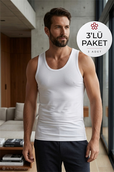 Modal Erkek Atlet Beyaz 3lü Paket