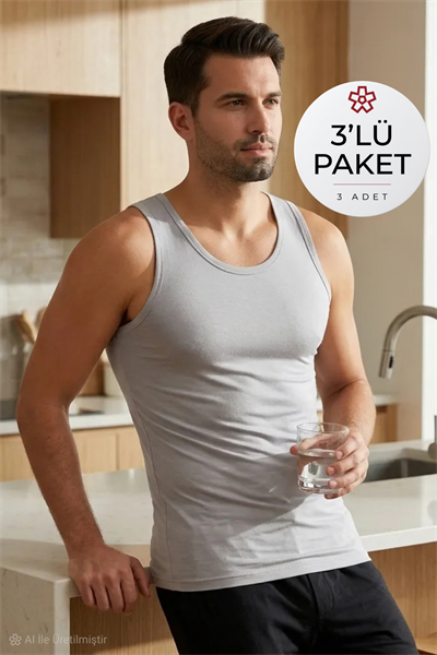 Modal Erkek Atlet Gri 3lü Paket