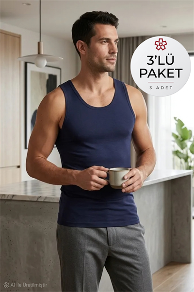 Modal Erkek Atlet Lacivert 3lü Paket