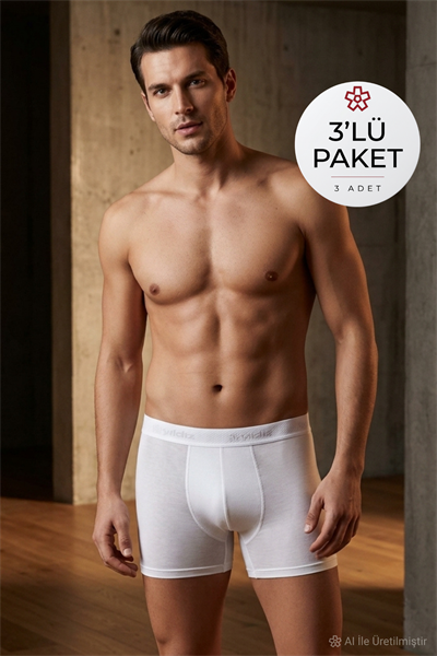 Modal Erkek Boxer Beyaz 3lü Paket