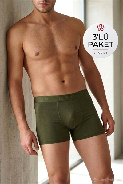 Modal Erkek Boxer Haki 3lü Paket