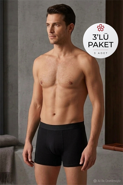 Modal Erkek Boxer Siyah 3'lü Paket