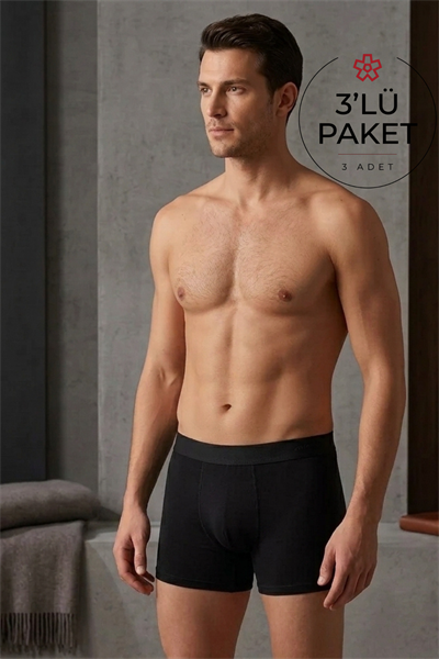 Modal Erkek Boxer Siyah 3lü Paket