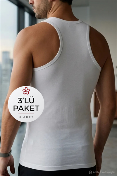 Modal Sporcu Erkek Atlet Beyaz 3'lü Paket
