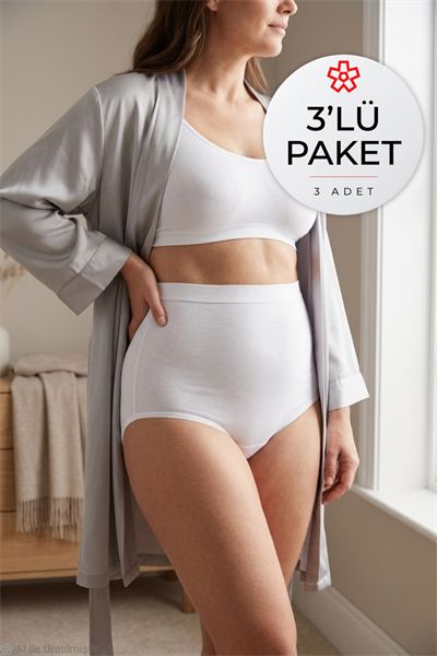 Modal Toparlayıcı Kadın Külot Beyaz 3lü Paket