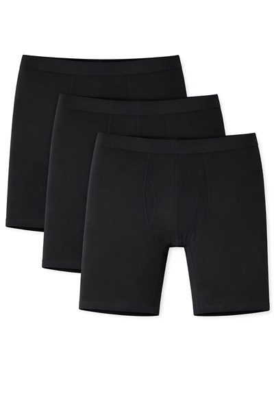 Modal Uzun Erkek Boxer Siyah 3lü Paket