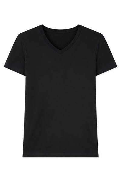 Modal V Yaka Erkek T-Shirt Siyah