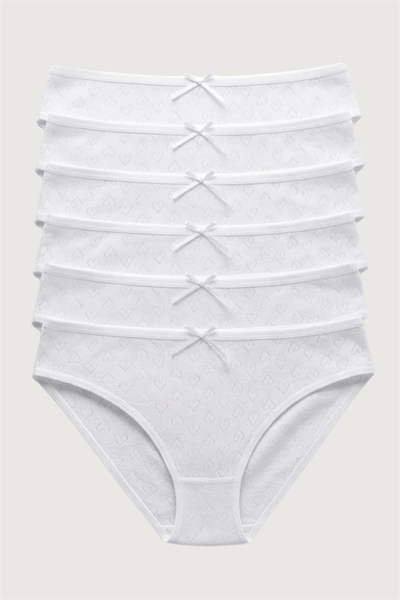 Ribana Kalpli Kadın Bikini Külot Beyaz %100 Pamuk 6lı Paket