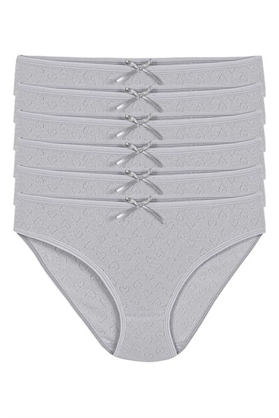 Ribana Kalpli Kadın Bikini Külot Gri %100 Pamuk 6lı Paket