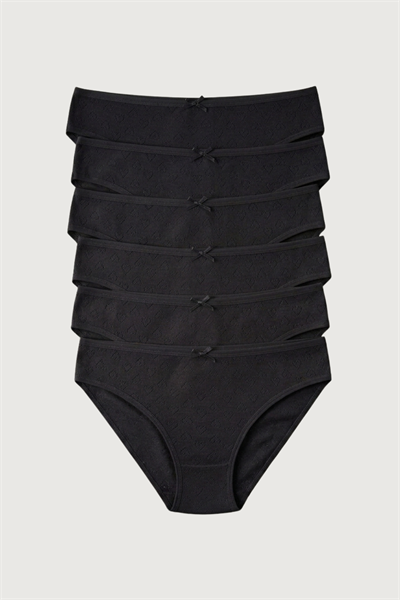 Ribana Kalpli Kadın Bikini Külot Siyah %100 Pamuk 6lı Paket