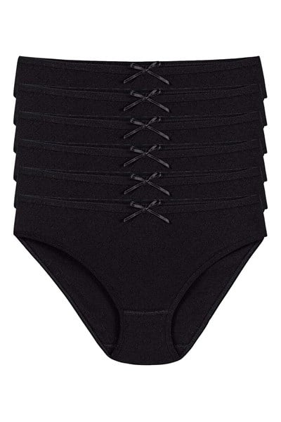 Ribana Kalpli Kadın Bikini Külot Siyah %100 Pamuk 6lı Paket