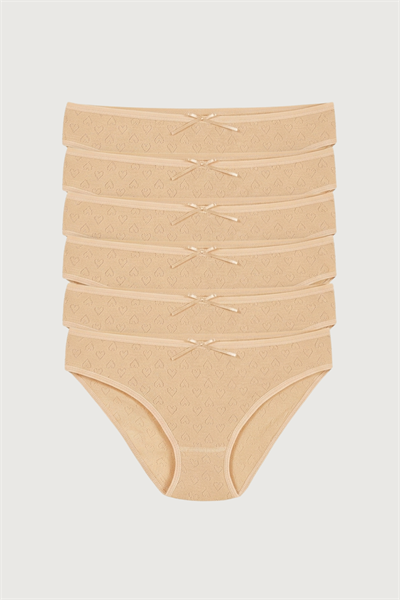 Ribana Kalpli Kadın Bikini Külot Ten %100 Pamuk 6lı Paket