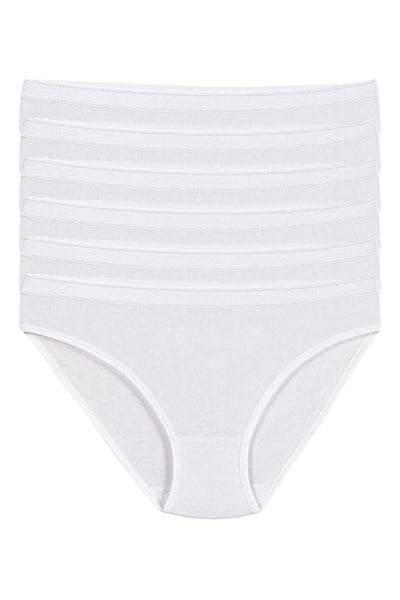 Ribana Kemerli Bikini Kadın Külot Beyaz %100 Pamuk 6lı Paket