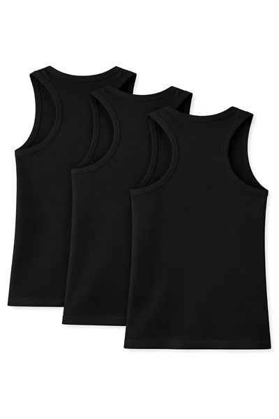 Ribana Sporcu Erkek Atlet Siyah %100 Pamuk 3lü Paket
