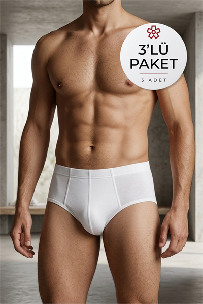 Süper İnce Erkek Slip Beyaz 3lü Paket