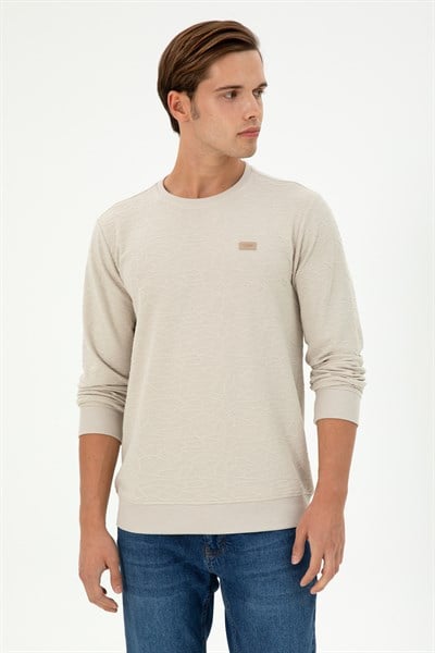 Erkek Regular Fit Bisiklet Yaka Haki Sweatshirt 1945735