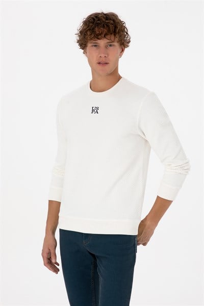 Erkek Regular Fit Bisiklet Yaka Krem Sweatshirt 2237151