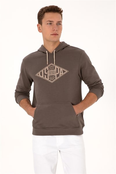 Erkek Regular Fit Kapüşonlu Vizon Sweatshirt 2232255