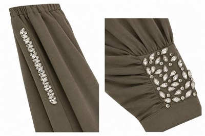 TAŞ DETAYLI MONT&ARKASI LASTİKLİ  PANTOLON TAKIM
