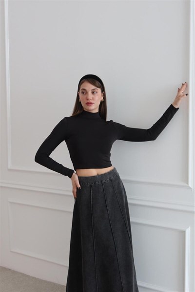 ULTRA SOFT YARIM BALIKÇI YAKA UZUN KOLLU CROP