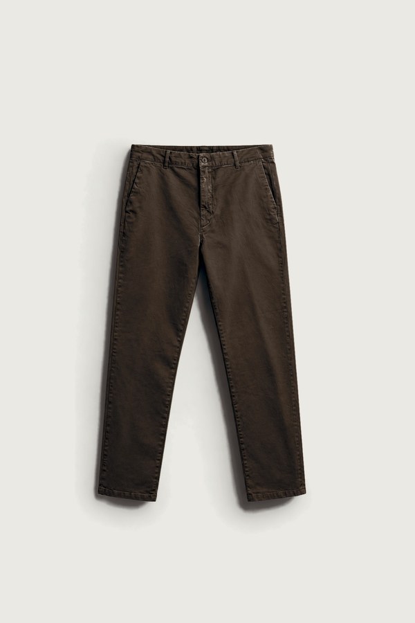 Kahve yıkamalı chino pantolon