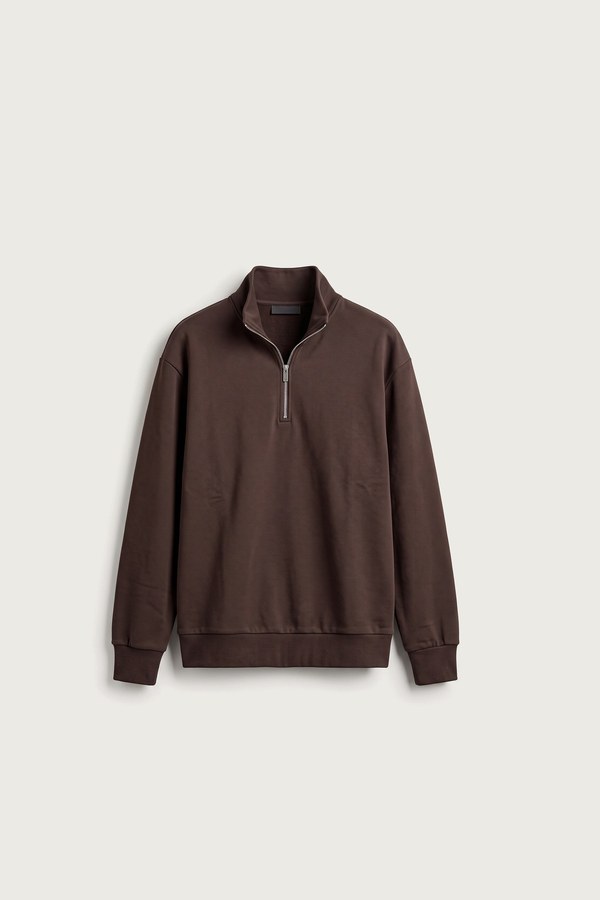Kahve yarım fermuarlı sweatshirt