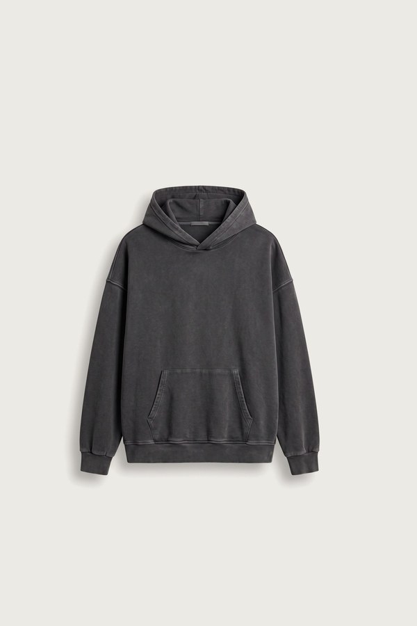 Antrasit yıkamalı kapüşonlu sweatshirt