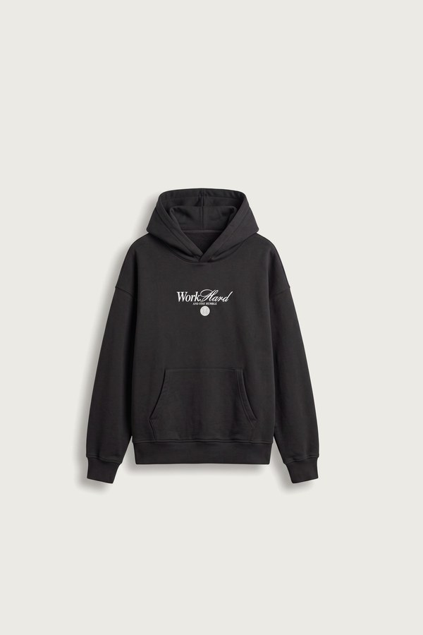 Siyah araba baskılı kapüşonlu sweatshirt
