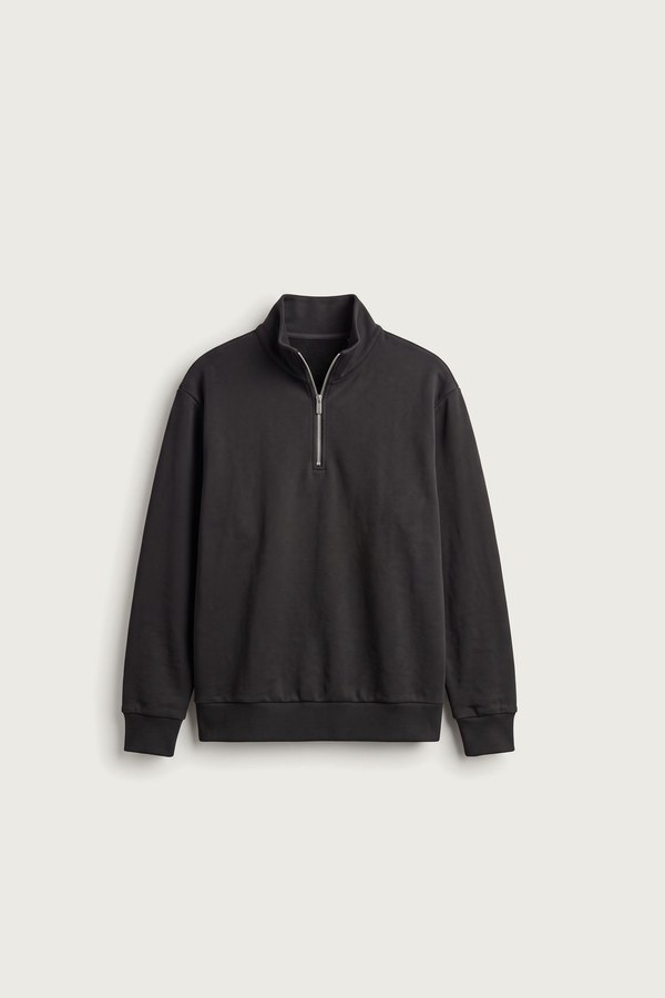 Siyah yarım fermuarlı sweatshirt