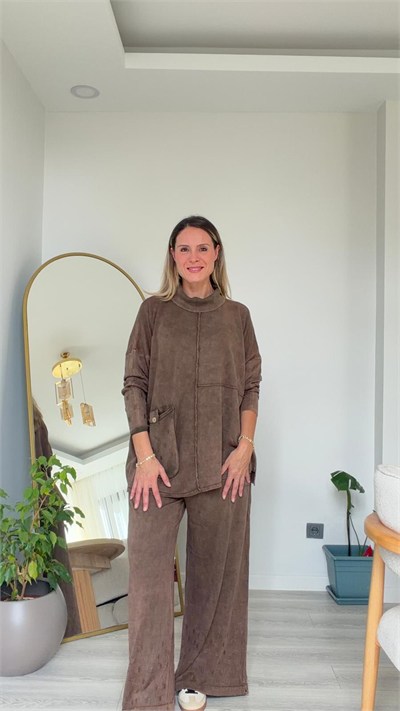 Ebru Triko Takım Kahverengi