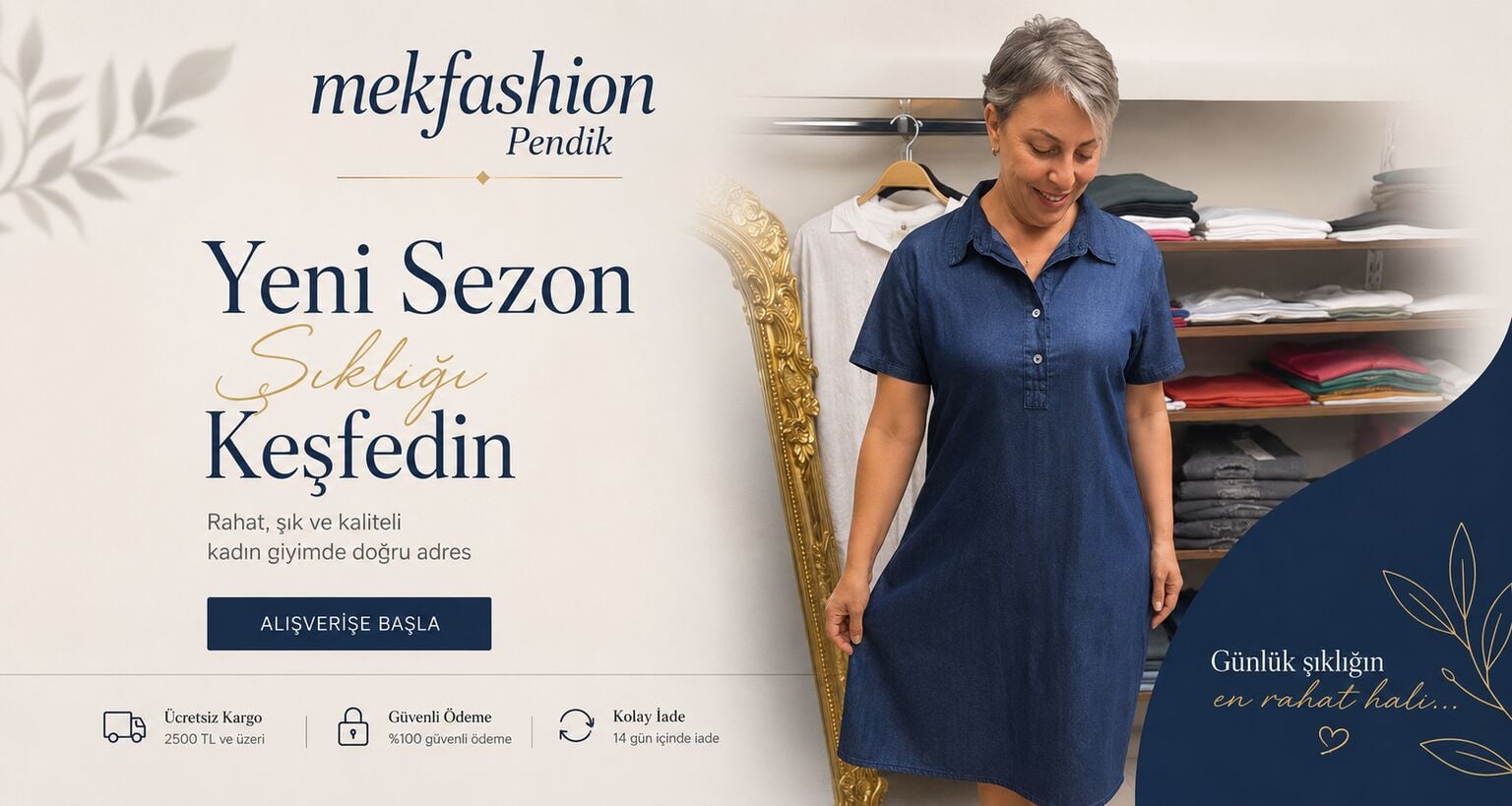 Mekfashion Pendik yeni sezon lacivert kadın elbise