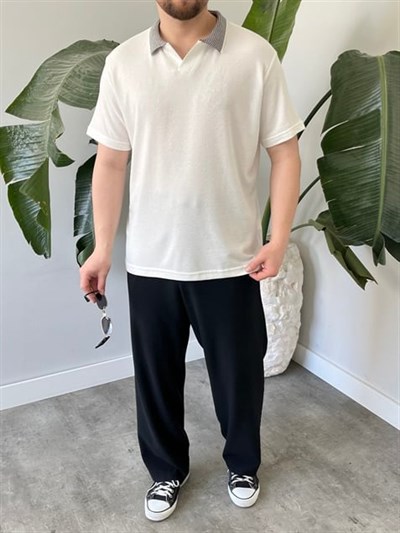 Basic Polo Yaka Beyaz  Tişört