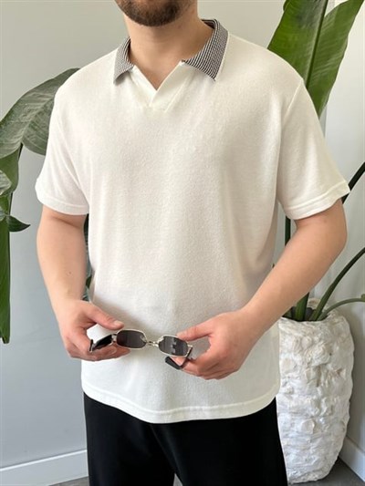 Basic Polo Yaka Beyaz  Tişört