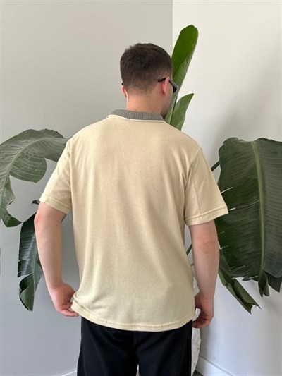 Basic Polo Yaka Krem   Tişört