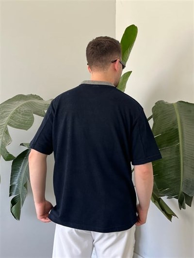 Basic Polo Yaka Lacivert Tişört