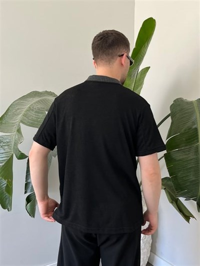 Basic Polo Yaka Siyah   Tişört