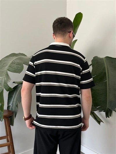 Basic Siyah Çizgili Polo Tişört