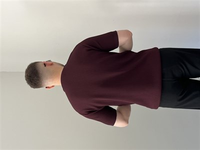 Bisiklet Yaka Örgü .Desen Triko Tshirt Bordo