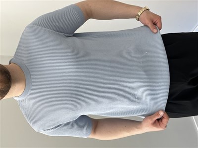 Bisiklet Yaka Örgü .Desen Triko Tshirt Bebe Mavi