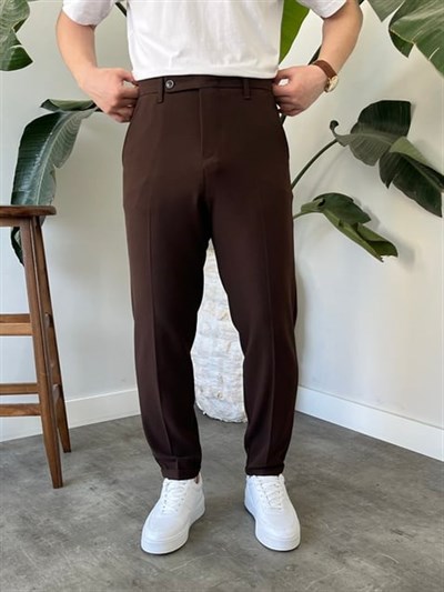 Boyfriend Kahverengi Kumaş Pantolon