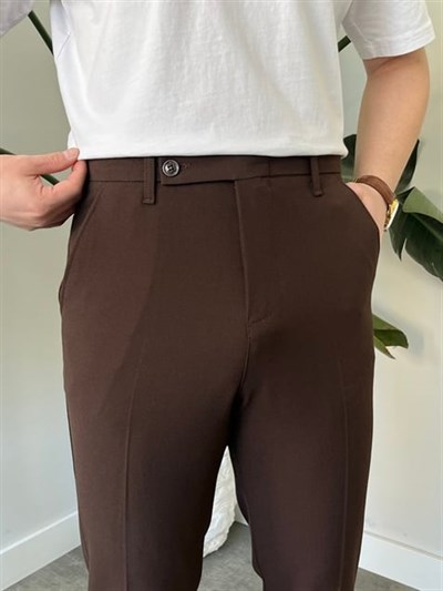 Boyfriend Kahverengi Kumaş Pantolon