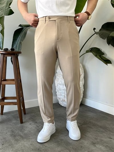 Boyfriend Krem  Kumaş Pantolon
