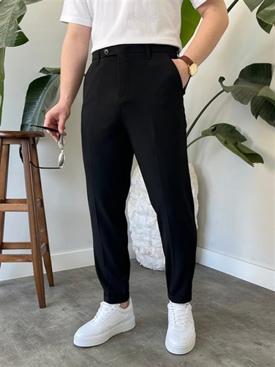 Boyfriend Siyah  Kumaş Pantolon